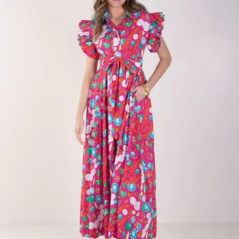 NWT Emily McCarthy Anderson Maxi Dress Size XS In Color Jewelry Box - Picture 2 of 5